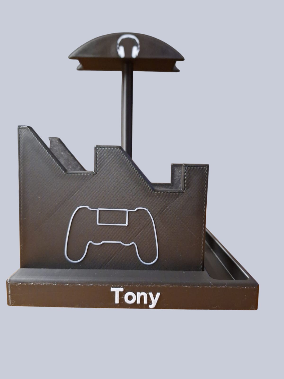 Personalized PlayStation Controller and Headphone Stand – Dual PS4 Controller Holder with Custom Name – Gaming Desk Organizer Gift for Gamers