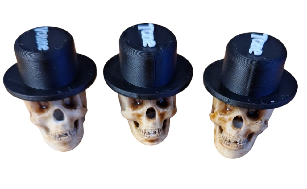 Skull With Top Hat Guitar Volume & Tone Knobs